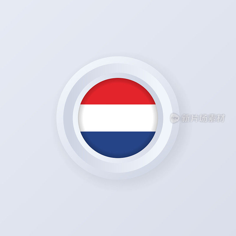 Flag of Netherlands. Netherlands button. Netherlands label, sign, button, badge in 3d style. Vector illustration. EPS10